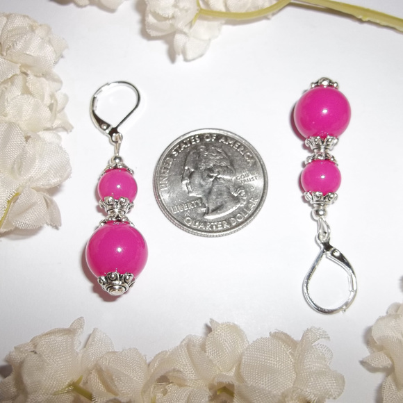 Earrings Pink & Silver Dangle Beaded Set NWT 4695 - Picture 8 of 8